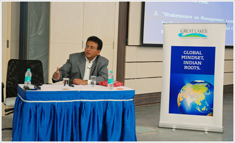 K. Ashok Vardhan Shetty, IAS, Principal Secretary, Rural Development and Panchayat Raj, Govt. of Tamil Nadu on �Management and Insights from Machiavelli and Shakespeare� Great Lakes Institute of Management