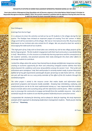 Karmayoga Newsletter