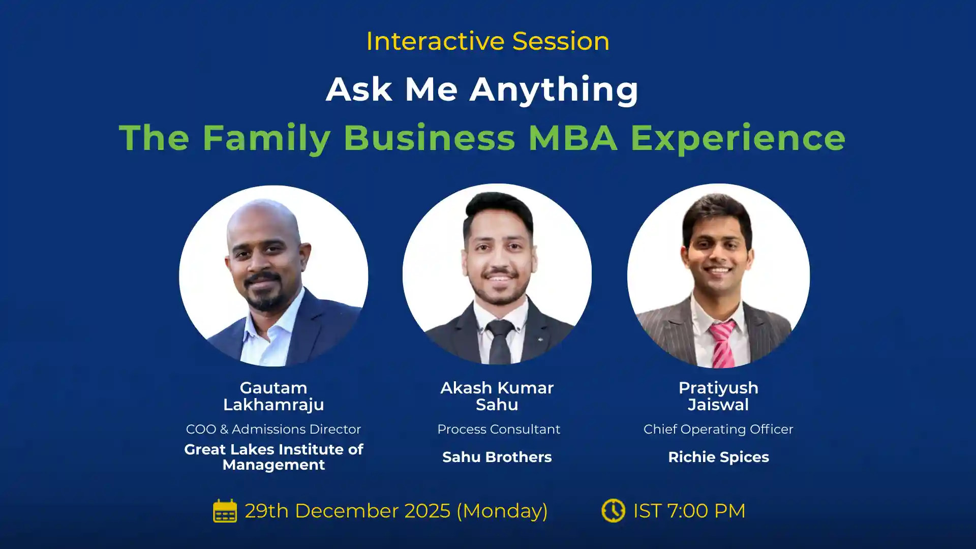 Join us for an insightful session with Great Lakes FBE Students